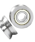Rock Solid V Groove Guide Roller Bearing With Self Aligning Ball Bearing Design 15Mm X 41Mm X 20Mm, steel construction, ideal for heavy loads.