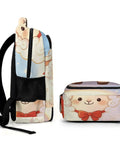 Side view of Star Spangled Lamb Print Unisex Backpack With Large Capacity Roomy Daypack featuring lamb print and sturdy zip