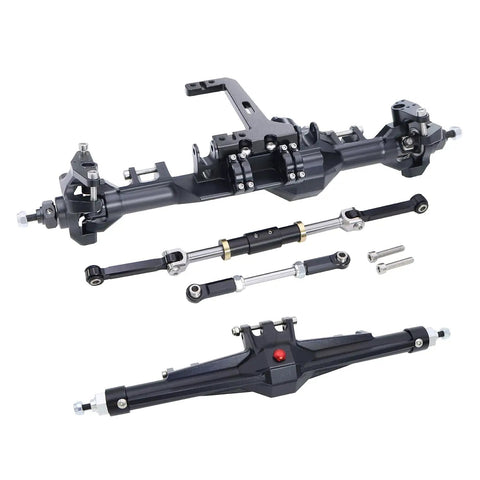 CNC Aluminum Front Straight Axle Kit For 1/10 Scale RC Crawlers, Black Anodized Hubs, Premium Upgrade For Optic RTR Crawler