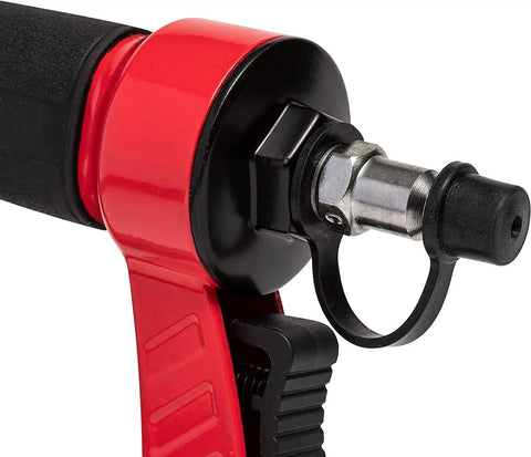 Close-up of Oil Free Pneumatic Staple Gun for wood upholstery carpet and wire fencing fits one quarter inch through nine sixteenth inch staples
