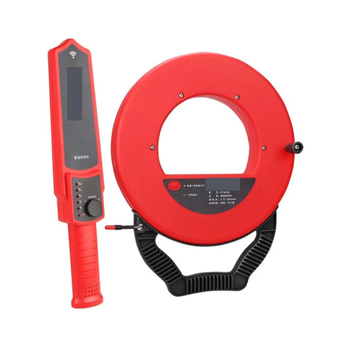 Sick Rock Solid Stud Finder Wall Scanner That Actually Slaps For Finding Electrical Pipes Cables And Drain Blockages Up To Fifty Centimeters With A Hella Bright Display red handheld scanner and round display.