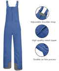 Women's Go To Snow Bibs Insulated Waterproof Overalls For Snowboarding And Skiing with adjustable straps and zipper details