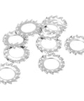 Heavy-Duty M8 External Serrated Washers, 304 Stainless Steel, 60 Piece Pack, External Tooth Washers For Mechanical Equipment Fasteners, Corrosion-Resistant, 15mm Outer Diameter, Bright Silver Finish, shown stacked