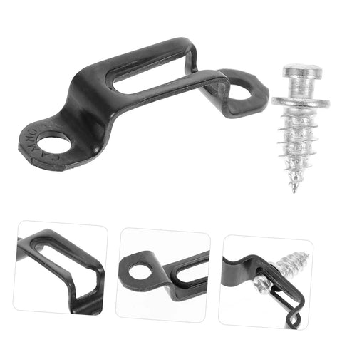 Invisible Furniture Connectors Set for Cabinets and Wardrobes close-up of black manganese steel connector and screw.