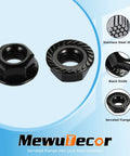 Heavy Duty 5/16 Inch Hex Serrated Flange Lock Nuts With Black Oxide Coating showing stainless steel and serrated design.