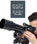 Person using Travel Scope 60 Refractor Telescope Designed For Daylight Birdwatching And Night Sky Stargazing With Easy Setup
