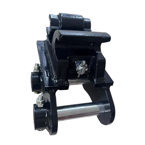 Mechanical Quick Change Hitch For Mini Excavator Attachments, side view showing connector, sturdy design, compatible with 3 ton diggers.
