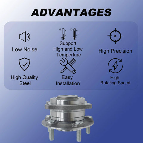 Front Wheel Bearing Hub Assembly Compatible With Hyundai Sonata 2015 2019 Tucson Veloster N Nexo Optima 2016 2020 Sportage Cadenza Front Left And Right Direct Replacement 513374 VKBA7786 shown with feature icons
