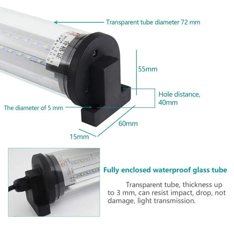 Explosion Proof Work Light 12W 120V IP66 Waterproof and Dustproof for Industrial Workshop and Garage Use Double Row LED 1200Lm Built To Last Oil Resistant No Flicker Heat Safe CNC Machine Lamp dimensions and details