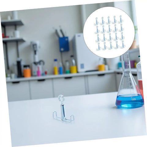 Laboratory Adjustable Rubber Hose Clamps 25 Pack, single clamp on lab table with beaker, ideal for scientific experiments.