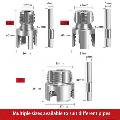 Two In One Pipe Threading Kit For PVC Water Pipes With Internal And External Threading, Fits One Half Inch, Three Quarter Inch, And One Inch Sizes