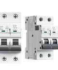 Pro Grade 2 Pole MCB DIN Rail Circuit Breaker With Heavy Duty 40 Amp C Curve Trip, two pole design, for electrical panel protection.