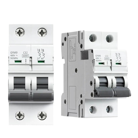 Pro Grade 2 Pole MCB DIN Rail Circuit Breaker With Heavy Duty 40 Amp C Curve Trip, two pole design, for electrical panel protection.