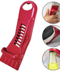 Ultimate 7 09 Inch Drywall Panel Lifter Tool With Integrated Edge Rasp File For Smooth Installation And Heavy Duty Alloy Steel Construction in red color.