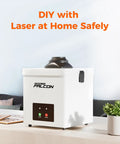 Heavy Duty Smoke Purifier For Falcon A1 Laser Engraver Fits Popular Enclosure, 7.95x7.2x7.2 inch white unit on a table.