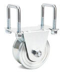 Heavy Duty 4 Inch V Groove Gate Wheel With Dual U Bolts For Sliding Gates Up To 3000 Lbs External Mount No Welding Needed Inverted V Track Roller