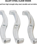 Three alloy steel claw hooks designed for heavy-duty use with high strength for reliable performance in workshops.