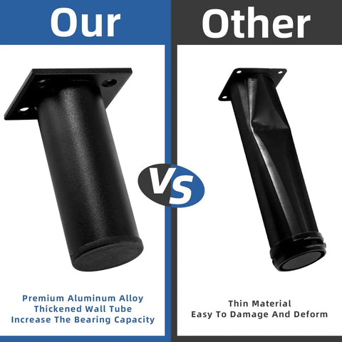 Comparison of Set Of 4 4 Inch Adjustable Aluminum Furniture Legs With Screws vs thinner material