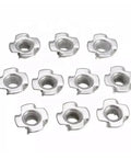 Pack of 10 Four Claw T Nuts for Wood Furniture Mounting and Speaker Installations, Heavy Duty M8 Threaded Fasteners