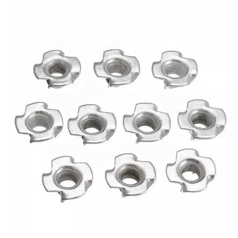 Pack of 10 Four Claw T Nuts for Wood Furniture Mounting and Speaker Installations, Heavy Duty M8 Threaded Fasteners