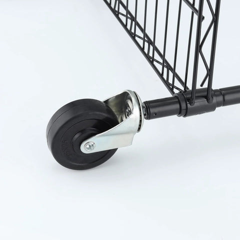 Two Inch Heavy Duty Caster Set Of Four With Rubber Stem Wheels For Wire Shelving attached to a wire shelf, showing single wheel