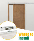 72 Inch Pocket Door Hardware Kit With Dual Soft Close And Soft Open Sliding Pocket Door Hardware Installed Above Wooden Door