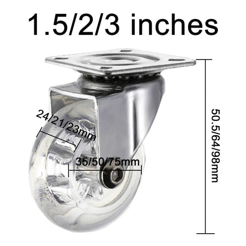 Heavy Duty Caster Wheels With Brakes For Furniture And Workbenches Top Plate Swivel Casters Polyurethane Tread dimensions shown