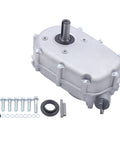 13HP Reduction Gearbox For Honda GX270 With Internal Clutch And Rotatable Oil Plug Half Speed Reduction For Beefed Up Torque Compact Iron Aluminum Build In Silver, with mounting hardware shown.