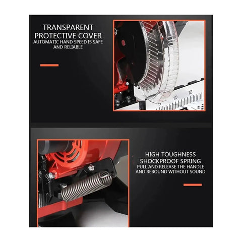 Rock Solid 1800w Circular Miter Saw Kit With 45 Degree Angle Capability For Fast Wood And Aluminum Cutting That Slices Through Tough Tasks And Makes Home Projects Feel Like A Breeze Right Now transparent protective cover and high toughness shockproof spring close-up