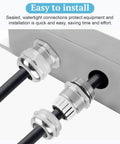4 Pack Half Inch NPT Nickel Plated Copper Waterproof Cable Glands IP68 Weatherproof Sealed Connectors installed on panel