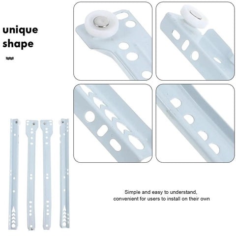 Heavy Duty Drawer Slides Kit Four Pack With Guides And Rollers For Furniture Easy Install And Smooth Quiet Operation rails