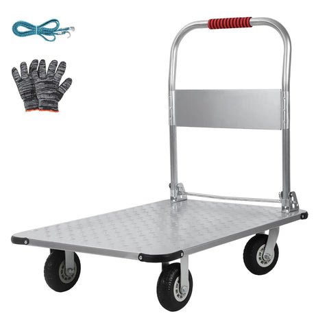 Beefy Foldable Steel Platform Cart Dolly 36 By 24 Inches With 2000 Lbs Capacity For Moving Heavy Furniture And Equipment Hand Push Cart For Easy Loading In Home Shop Or Warehouse, foldable handle and wheels
