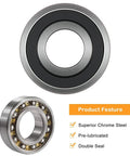 Front Load Washer Tub Bearings And Seal Kit Replacement featuring large and small chrome steel bearings with seal details.