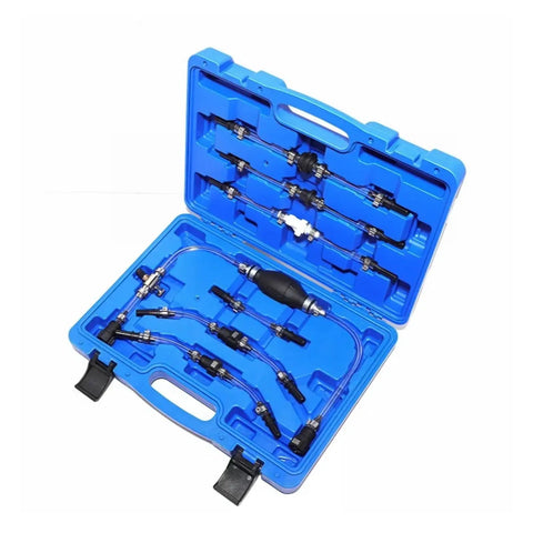 Professional Diesel Engine Manual Pump Tool Kit For Family Vehicles Complete Exhaust Filter And Fuel System Repair Set Tough Durable Kit Handles Minor Malfunctions With Ease Sturdy Drop Resistant Storage Design Keeps All Pieces Safe open blue plastic case with diesel pump hoses