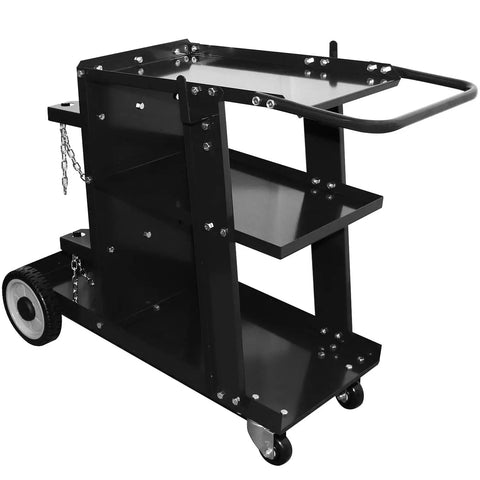 Heavy Duty 3 Tier Welding Cart For MIG TIG Plasma Cutter With 400 Lbs Capacity, Rolling Welder Trolley, side view