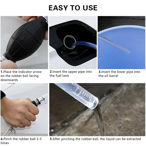 Hand Fuel Siphon Pump For Fast Transfer No Spill Easy Pour High Flow Manual Siphon With 2 Durable PVC Hoses for liquid transfer use