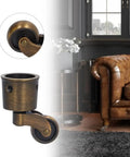 Zinc Alloy Round Cup Caster 4 Pack Heavy Duty Furniture Wheels For Sofa, Piano And Storage Box With 360 Degree Swivel Silent Rollers Matte Finish Ultra Smooth Movement, shown in living room setting with brown leather sofa.