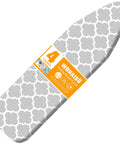 Standard Size 15 X 54 Inches Ironing Board Cover And Pad With Four Layer Extra Thick Padding Resists Scorching And Stains Elastic Edge And Two Straps For A Snug Fit Gray, featuring gray pattern.