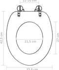 Diagram of Straight Up Comfy Flannel Toilet Seat Covers With Lids Two Pack with dimensions for fitting round bowls.