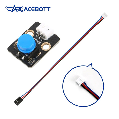 Six Pack Button Modules For Arduino And ESP32 With Tactile Switches And Easy Plug And Play Design For Quick Prototyping In Robotics And Electronics Projects At Home Or Lab, blue button module with 3-pin cable
