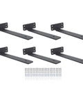 Heavy Duty Floating Shelf Brackets Pack, 160-200 Lbs Per Pair, 1.5 Inch Thick Iron L Brackets With Matte Black Finish, screws included