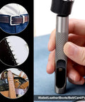 16mm Hollow Hole Punch For Leather Craft Round Carbon Steel Punch Tool With Knurled Handle being used on a leather belt