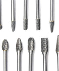 Heavy Duty One Quarter Inch Shank Carbide Burr Set Double Cut Tungsten Rotary Bits for Die Grinder Metal Grinding Woodworking Carving