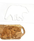 Clear Acrylic Bear Router Template 12X5 Inch Killer Woodworking Guide with wood cutting board featuring bear design.