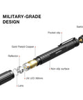 Pocket Size UV Black Light Flashlight With Zoomable 395 Nm Beam For Detecting Dog Urine And Dry Stains IPX5 Water Resistant Ultra Compact EDC Pen Light Powered By 2 AAA Batteries disassembled view