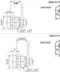 Technical drawing of Tubular Cam Lock Replacement For Tool Box 5/8 Inch Body With Black Key Cover, dimensions in inches and mm.