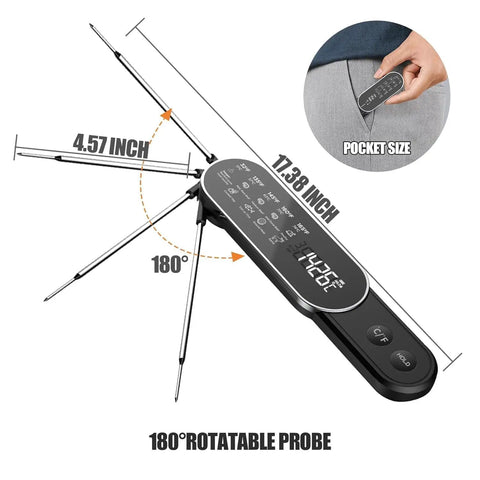 Rechargeable Digital Meat Thermometer With Ultra Fast 0.5 Second Instant Read And Plus Or Minus 0.5 Degree Fahrenheit Accuracy