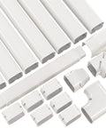 3in 25ft Decorative PVC Line Set Cover Kit for ductless mini split central AC with pipes and couplings shown on display.