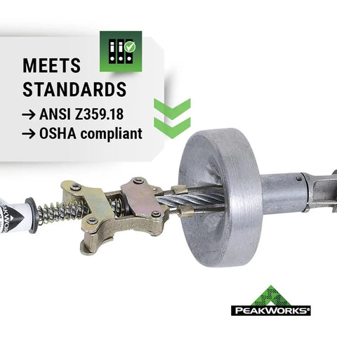 Temporary Reusable Drop In Anchor for Concrete with ANSI and OSHA Certification, displaying close-up of mechanism and spring components