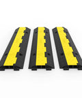 Three Pack 2 Channel Cable Protector Ramp With 11000 Lbs Per Axle Capacity for driveways, rubber speed bump shield, top view